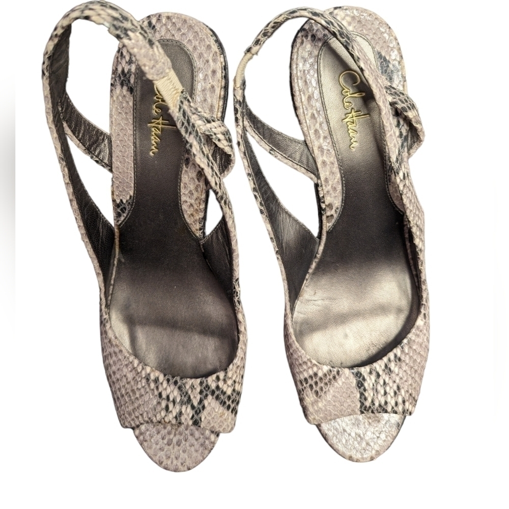Cole Haan Women's Snakeskin Print Slingback Wedge Espadrille Sandal Size 9 - Picture 7 of 8